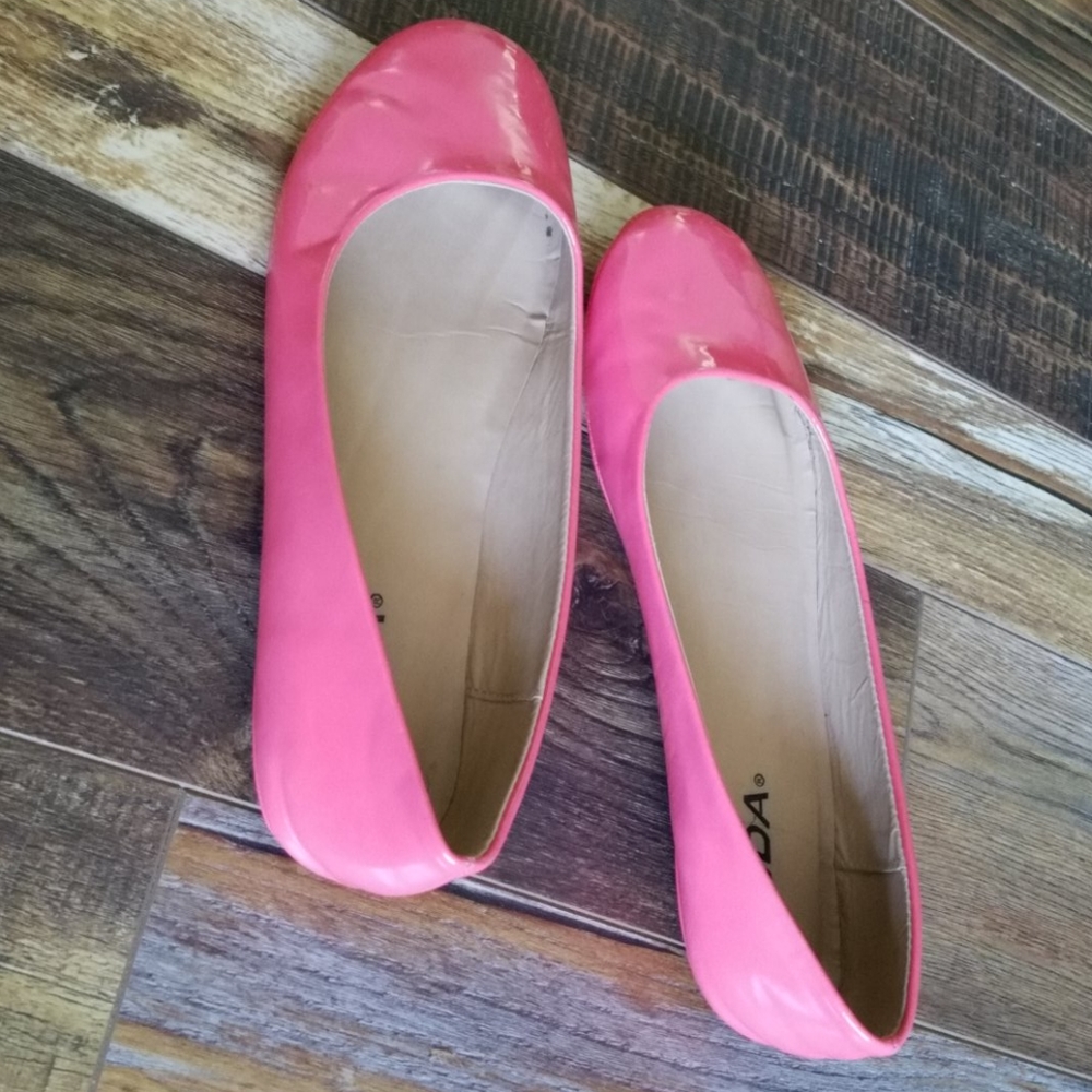 Pink satin flats